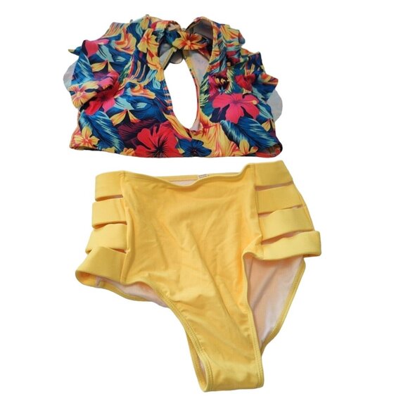 Sporlike Other - Sporlike 2 pc Bikini Set Padded Women Size S Colorful Yellow Tropical